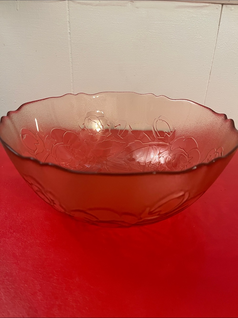 Arcoroc Rosaline Rosa Pink Serving Bowl 9 1/4 D 3 7/8 H